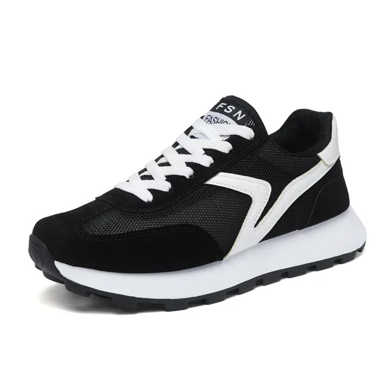 New Women's Sneakers Fashion Breathable Unisex Casual Shoes Lightweight Lace-Up Running Shoes Outdoor Platform Tennis Shoes Male
