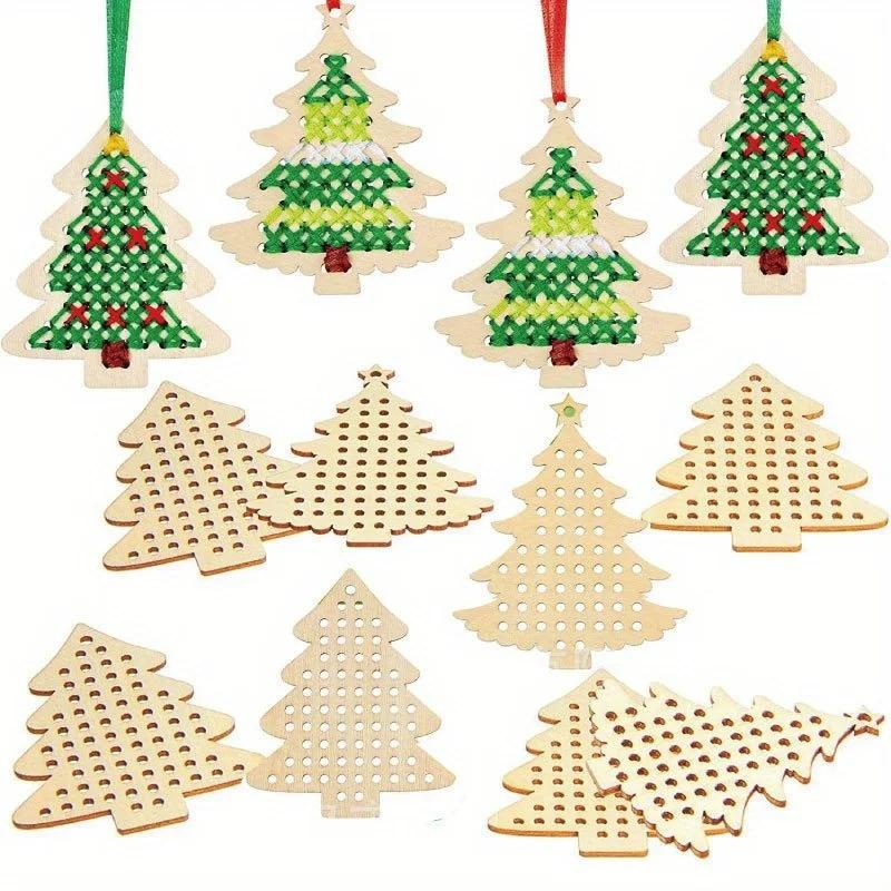 

A Top Quality DIY Sewing Wooden Pendant Cross Stitch Kit DIY Needlepoint Cross Stitch Christmas Tree Decor Art and Crafts