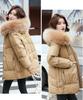 Dámské Zimní límec z umělé kožešiny s kapucí, větruodolný, velká kapsa Midi zateplená bunda nafukovací bunda Bavlněná vycpaná parka svrchní kabát