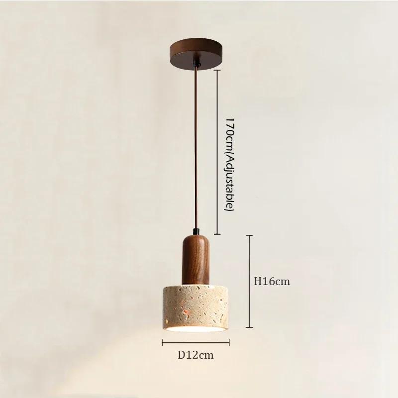 

Wabi Sabi Travertine LED Droplight Over Dining Desk Kitchen Island Limestone Marble Restaurant Decor Suspension Lamp Lustre Dia 12x H16 CM