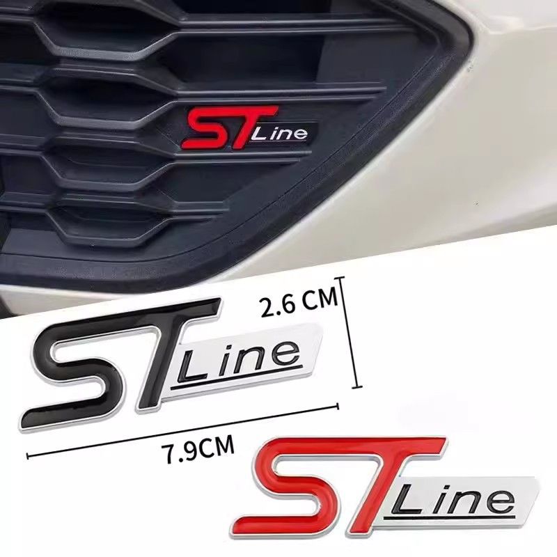 KFLV8 2pcs 3D ST-Line Metal Automotive Stickers for the Middle Grill Rear and Fender, Applicable To Ford Car Serials