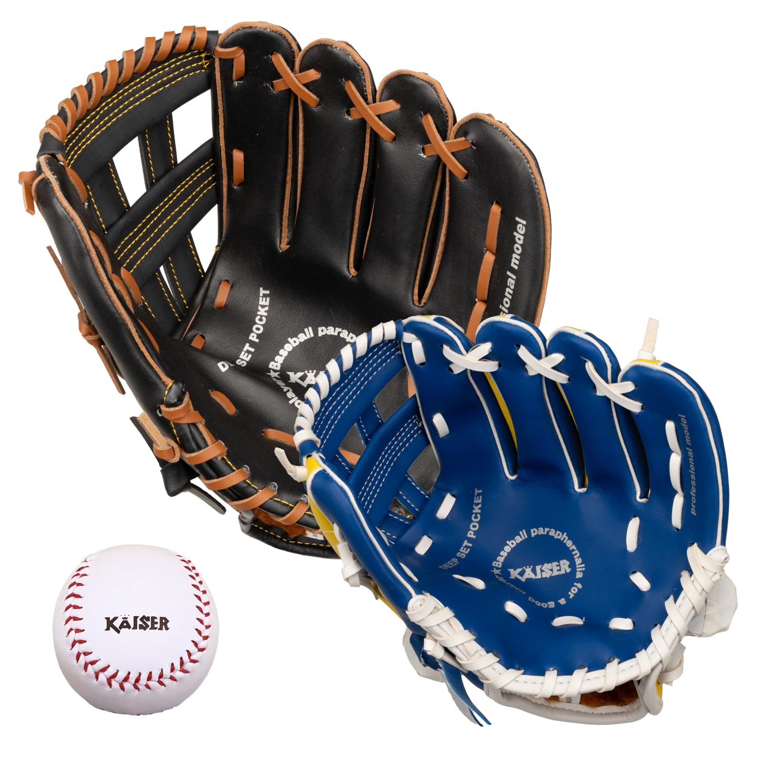 KAISER Catch Baseball and Tombo for Upper Elementary School and Synthetic Leisure Play Parent-Child Set, Gloves, 9-inch 12-inch, KW-331, Adults, чёрный