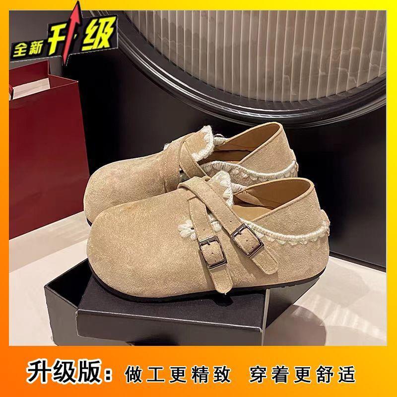 

Round head Birkenstocks Internet celebrity explosion Mori design sense versatile comfortable single shoes spring and autumn new 40