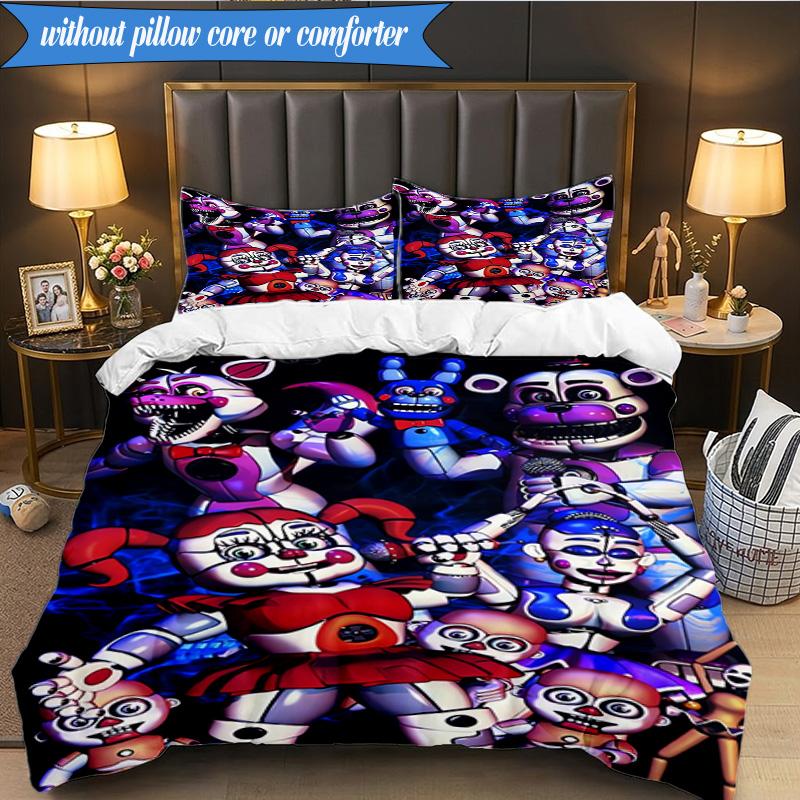 Collage di Personaggi Fnaf 3 Pezzi Gruppo Musicale K-pop Set Biancheria da Letto, Ideale per Camera da Letto, Dormitorio, Include Copripiumino E 2 Federe, Regali per Fan