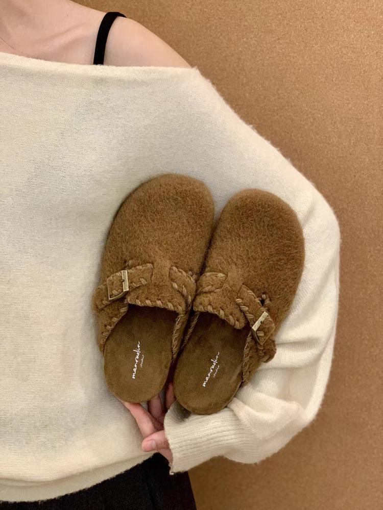 Spot thick-soled inner height increase all-inclusive cotton shoes for women's outer wear 2025 new autumn and winter velvet retro Boken shoes h