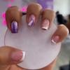 Simple and Pure French Purple Flash European Square Fake Nails Medium and Long Nail Art Tablets European and American Ins Style Repeated Use