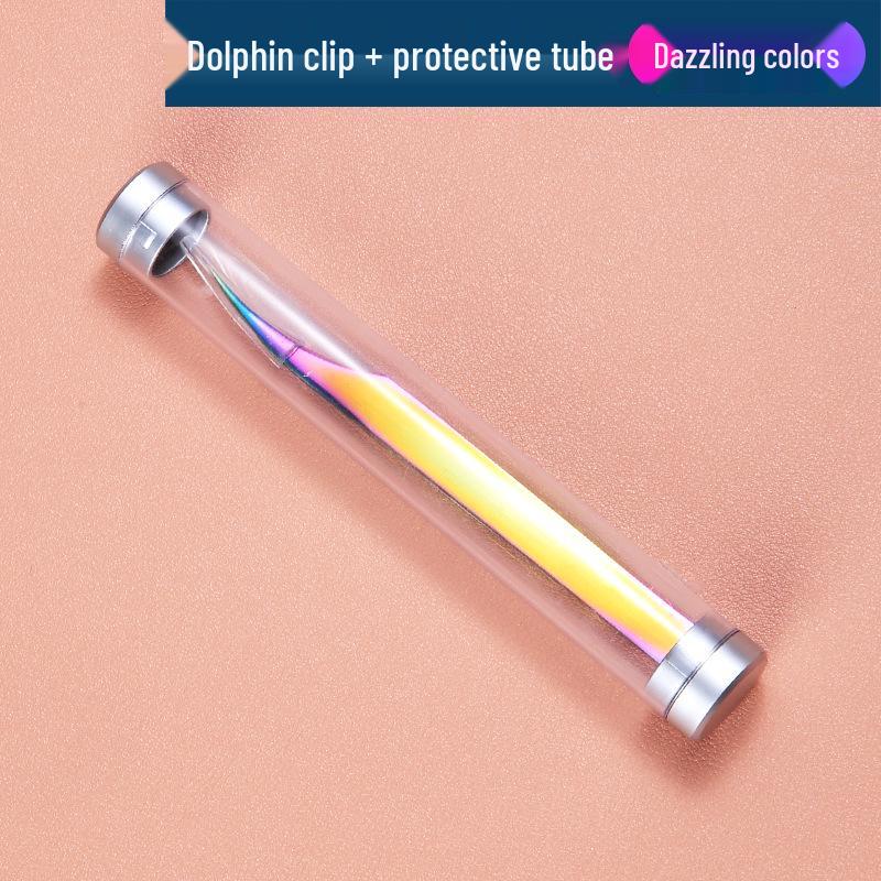 Plated Iridescent Precision Stainless Steel Rose Gold Feather Tweezers for Grafting False Eyelashes