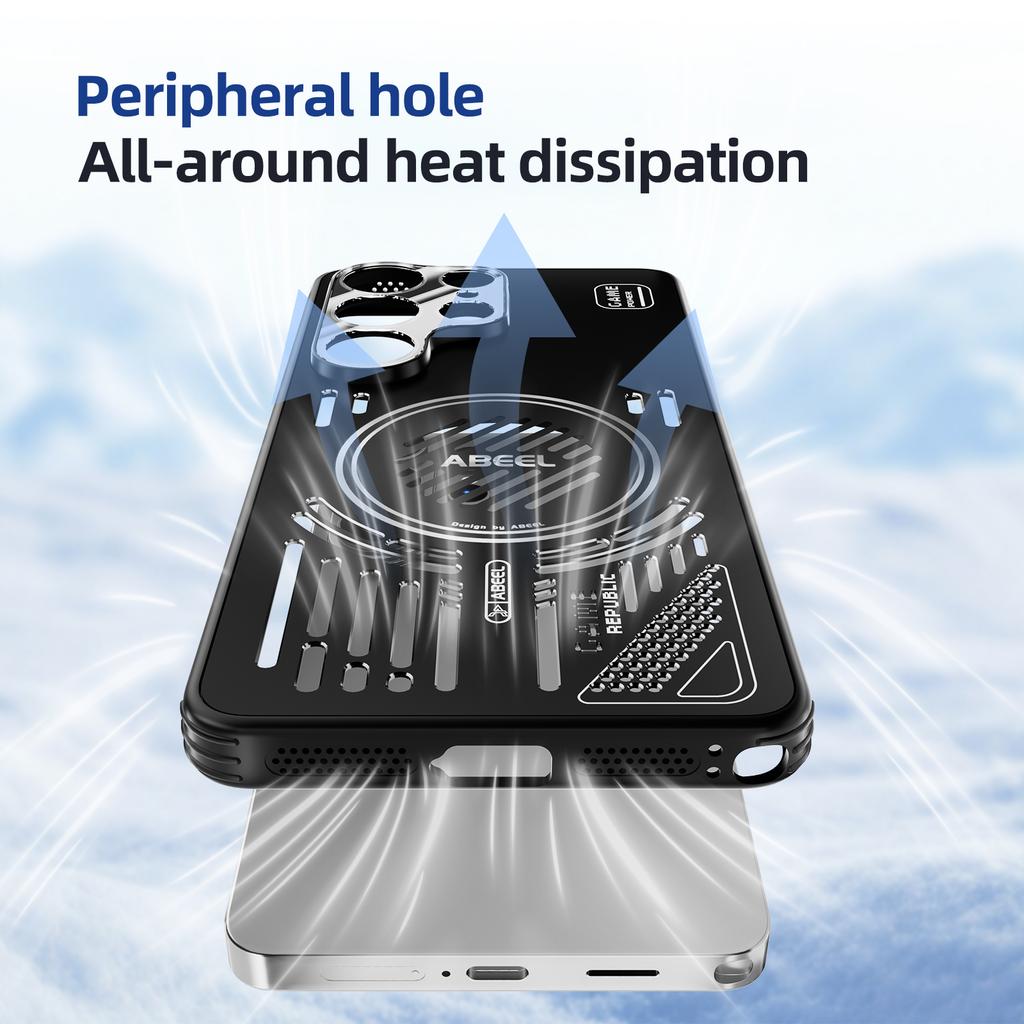 ABEEL For Samsung Galaxy S26 Ultra Magnetic Case Aluminium Alloy + PC + TPU Hollow Heat Dissipation Phone Cover