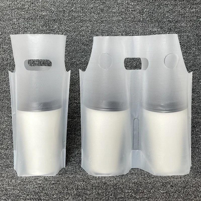 

100 500/700мл Пакети для молочного чаю Одноразові На винос Ручні Пластикові Кишенькові Мультяшні Щільні 1/2 чашки Пакувальний пакет для напоїв на винос 16x28cm 1cup thin