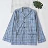 Outer Order Men Spring & Fall Woven Pure Cotton Stripes Gingham Long Sleeves Pajamas Casual Loose Single Piece Homewear Tops