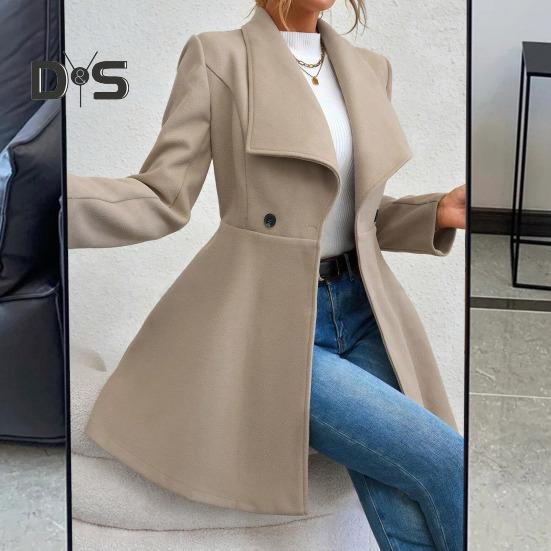 Damen Mittellanger Mantel, Winddichter Mantel mit Reverskragen für Damen, Warme, Stilvolle Oberbekleidung für Frühling und Herbst