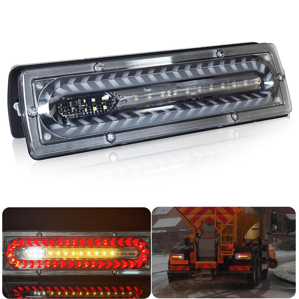 Bright LED Truck Tail Rear Lamp Lights Mulfunctions Reversing Lighting w/ Brake Stop Stream Turn Signal for Car Lorry Trailers