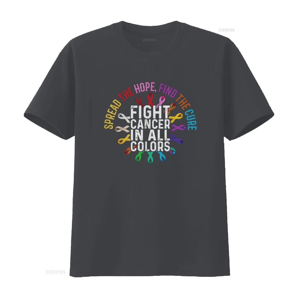 Fight Cancer In All And Every Color Ribbons Flower Heart T Shirt Vintage Washed Soft Comfortable Designer Clothes Breathable