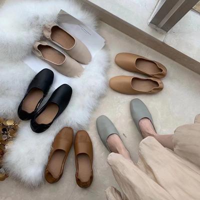 Modne Baleriny Damskie Nowe Miękka Skóra Mokasyny Wsuwane Retro Buty Babci Damskie Klapki Sandały Wiosna Lato