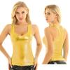 Nadměrná velikost Dámské lesklé metalické Hluboký výstřih do U Racer Back Slim Fits Košilka Tílko Vesta