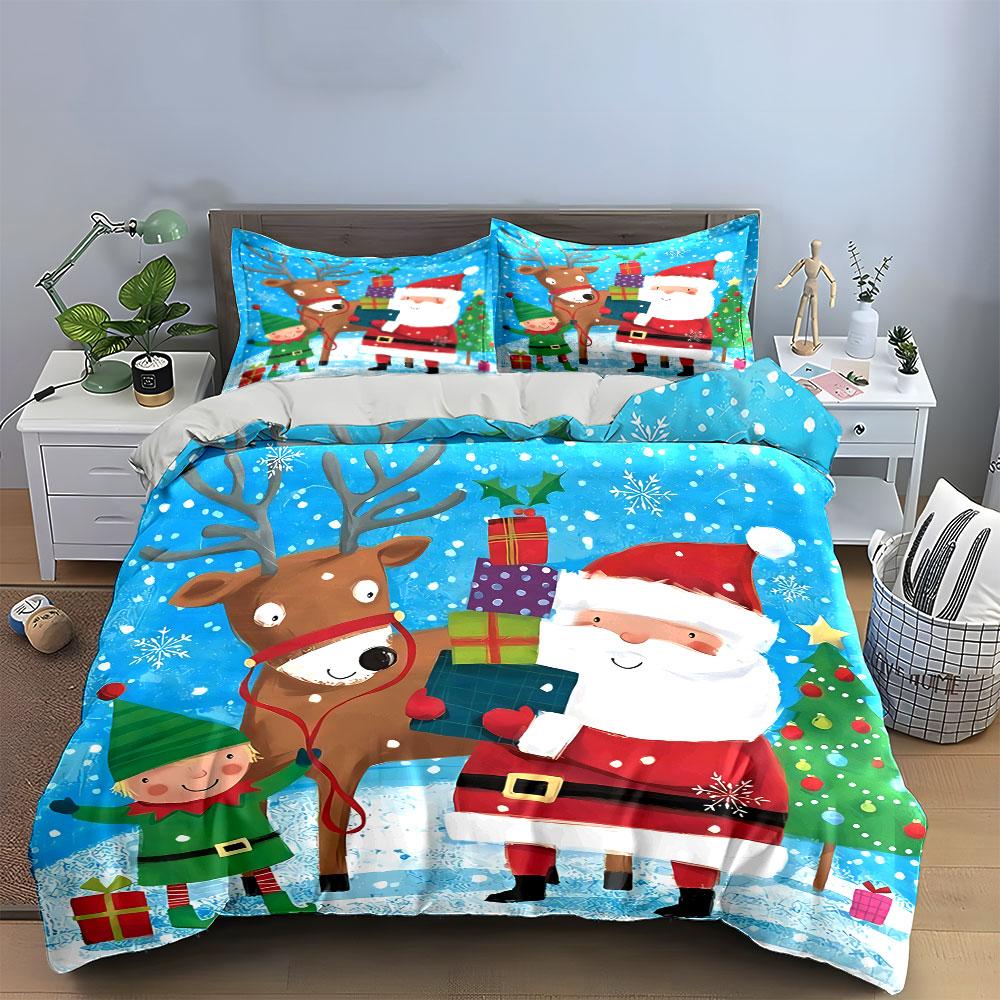Christmas Theme with Gifts Bedding Duvet Cover Set Duvet Cover Pillowcases  (1*Duvet Cover 2*Pillowcases, Without Duvet Insert)