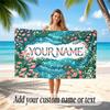 Floral Garden Theme Soft Beach Towel Personalized Custom Name Text Towel Portable for Beach Pool Travel