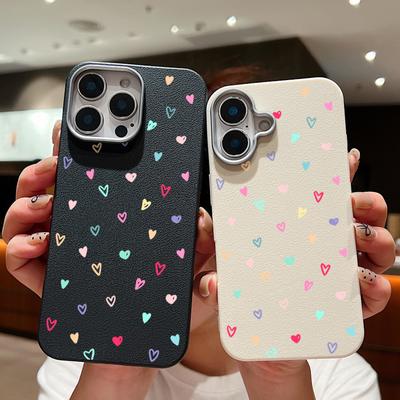 Farba Vzor Malé Srdiečka Kožená Textúra Tenký Kryt pre iPhone 16 Pro Max 15 Pro 14 13 12 11 TPU Mäkký Nárazuvzdorný Matný Kryt na Telefón
