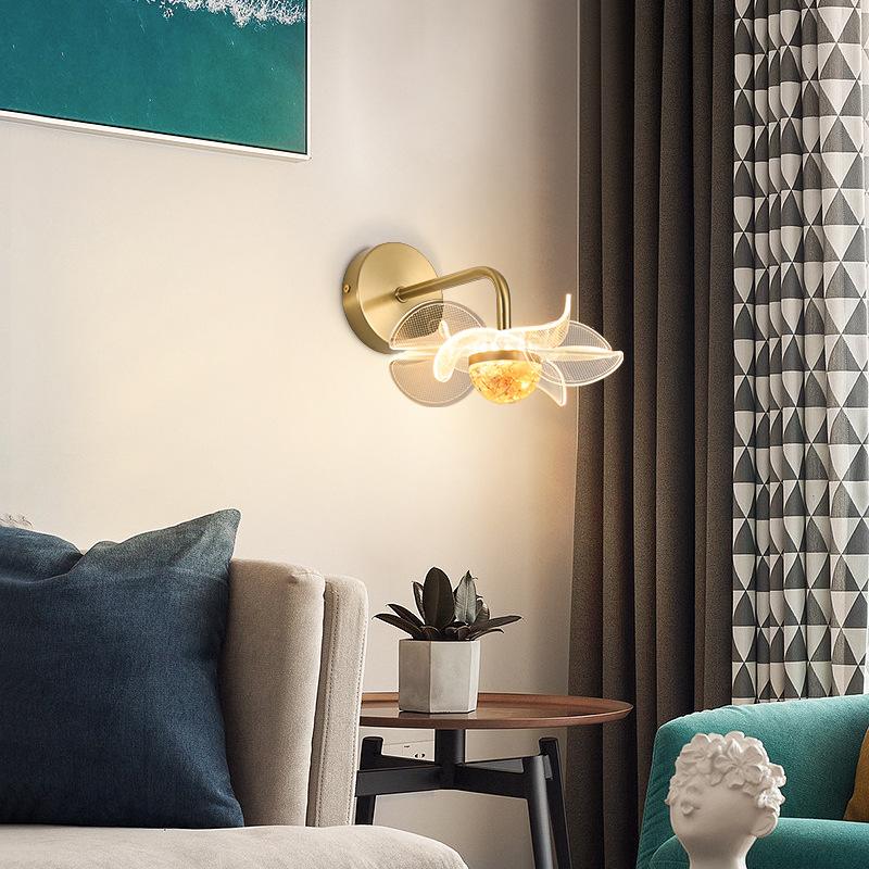 Flower Creative Acrylic Led Wall Lamp Light Luxury Simple Bedroom Bedside Wall Lamp Living Room TV Lamp Wall Decor Light