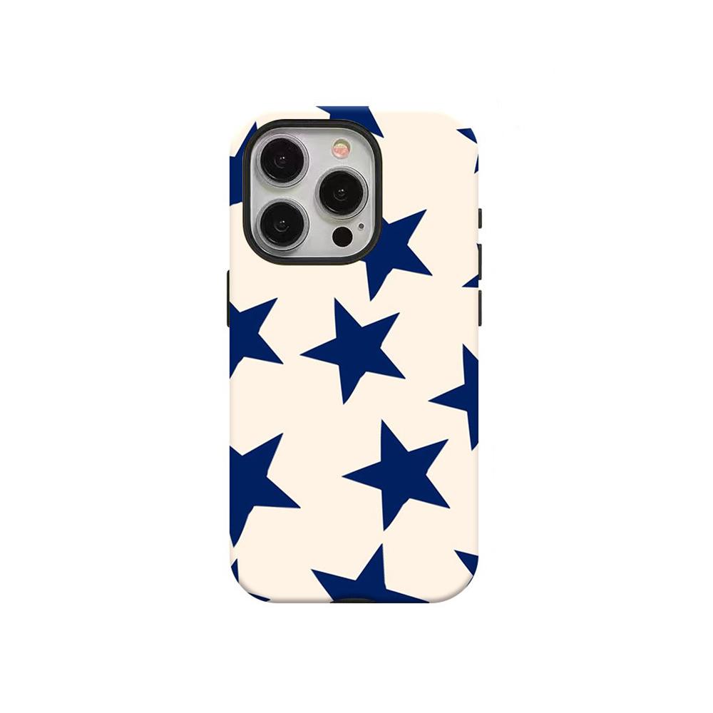 Luxury Clmj Navy Blue Polka Dot Pattern Phone Case for iPhone 17 16 15 14 13 12 X XS  Air Pro Max Plus Double-layer Back Cover