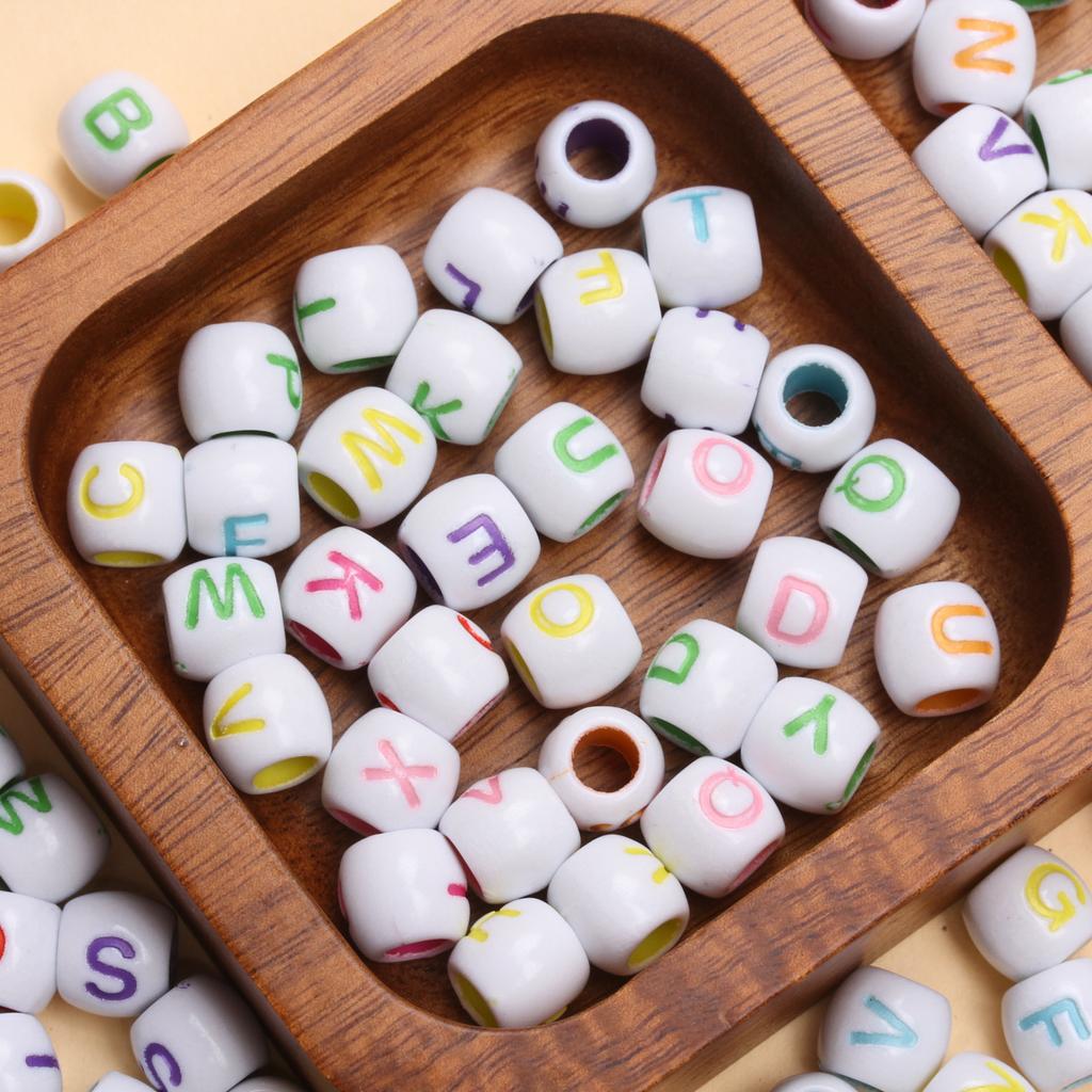 40pcs 8*9mm Cylinder Letter Acrylic Big Hole Alphabet Beads For Jewelry Making DIY Bracelet Necklace Charms Handmade Accessories