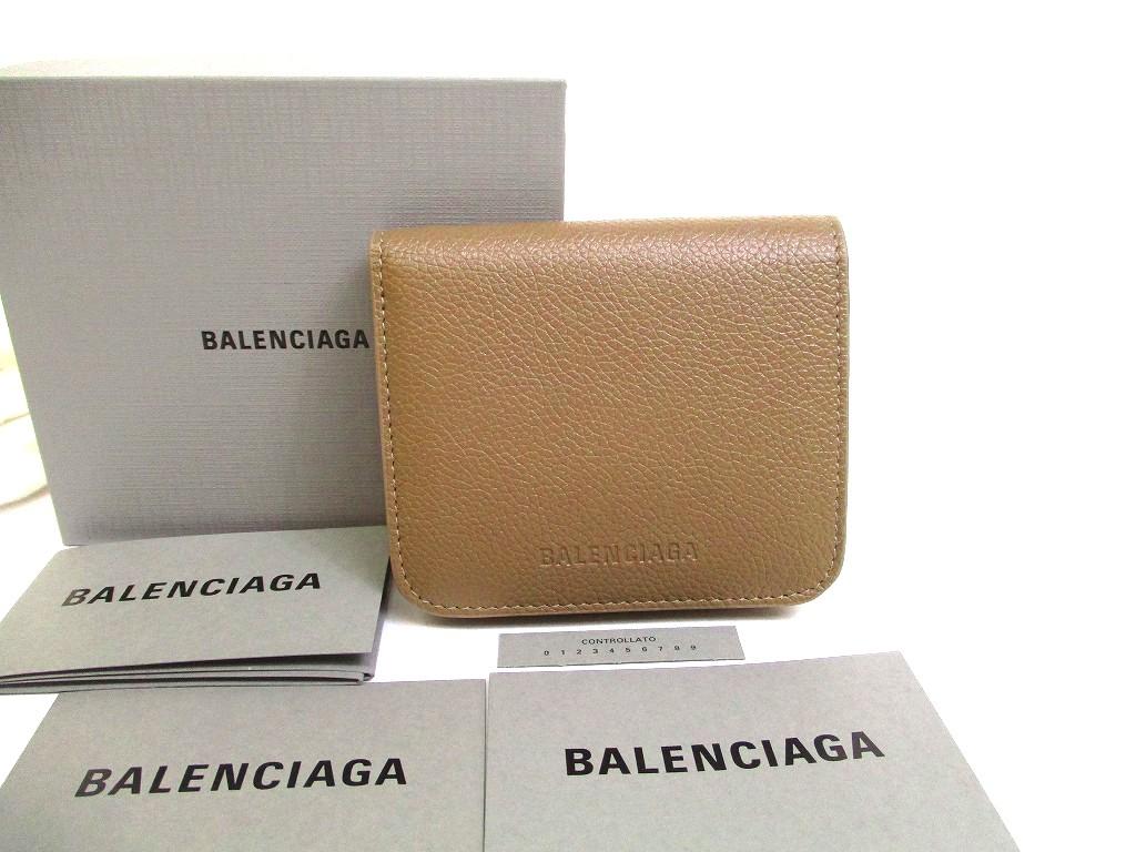 Authentic BALENCIAGA Mink Grey Leather Bifold Wallet Compact Wallet #b229 Open box