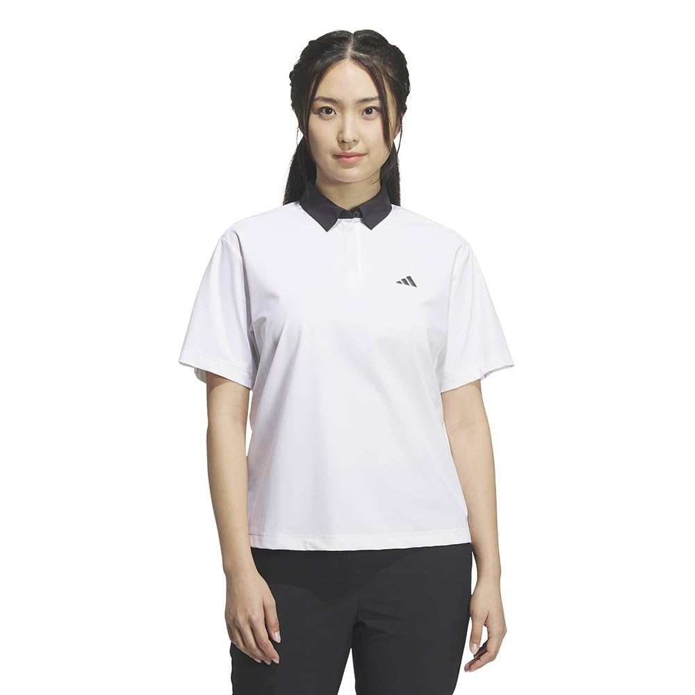Гольф Белый [Adidas Golf] Женская водоотталкивающая рубашка с пуговицами, с коротким рукавом, белый