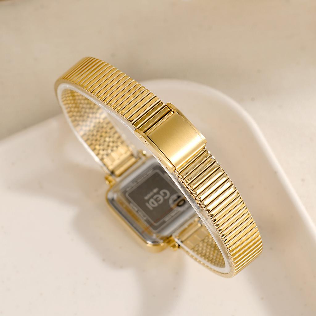 Exquisite Literary Camellia Square French Retro Bamboo Belt Waterproof Quartz Women's Watch