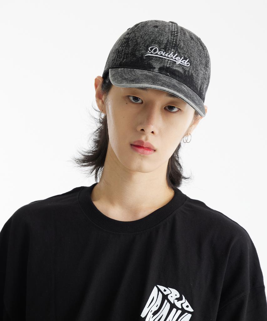 DOUBLE JD Washed Denim Ball Cap (Black)