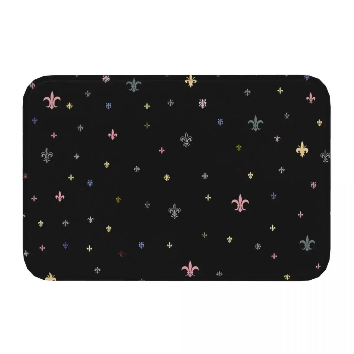 

Fleur De Lys Anti-Slip Rug Doormat Living Room Mat Pattern Balcony Carpet Entrance Door Decorative 40cmx60cm