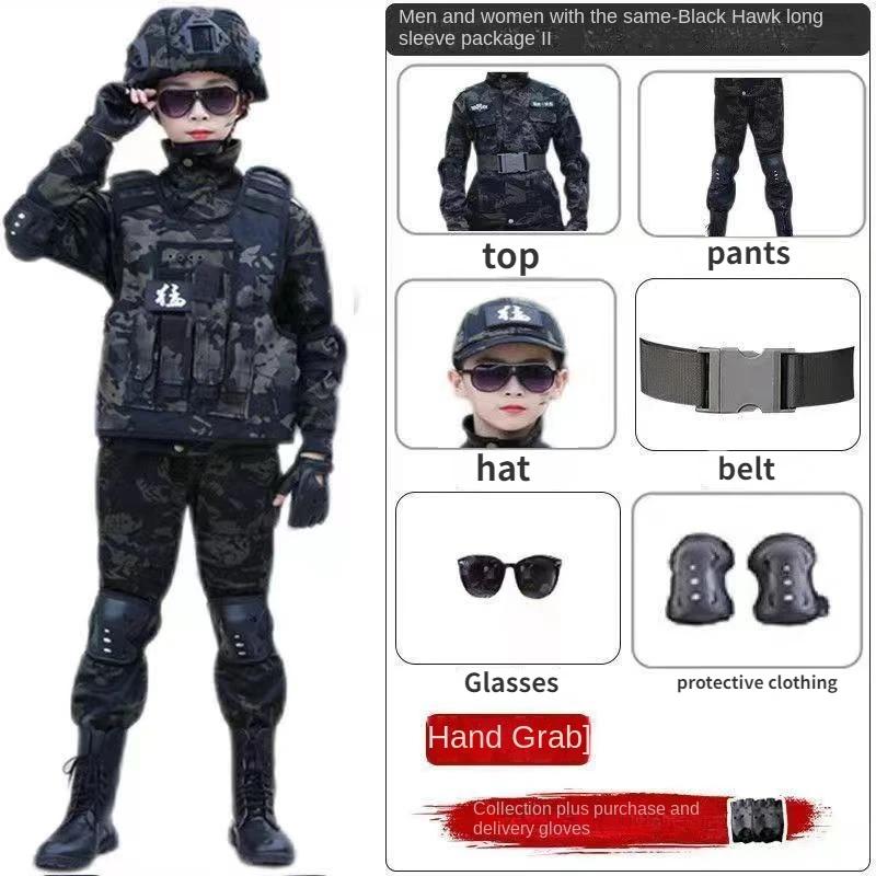 Children's Special Forces Combat Uniform New Camouflage Training Suit Black Eagle Camouflage Suit Performance Suit