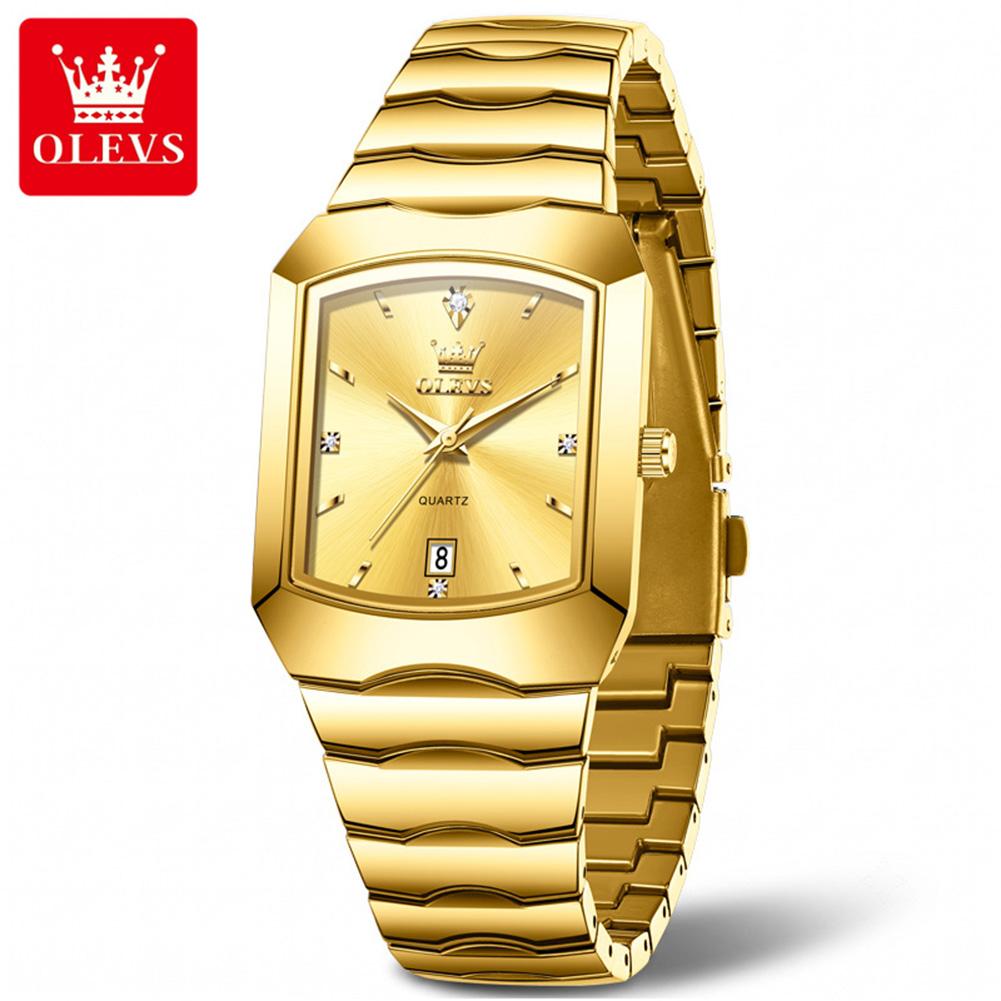 OLEVS Men's Quartz Watches Stainless Steel Strap Square Dial Auto Date Luminous Waterproof Elegant Luxury Watches for Man 2712