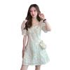 Floral bubble sleeve dress women's design sense summer new small fresh and sweet short-sleeved student short skirt