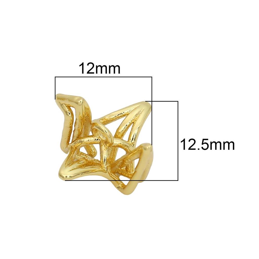 Copper Single Hanging Three-dimensional Paper Crane Pendant for DIY Jewelry Making