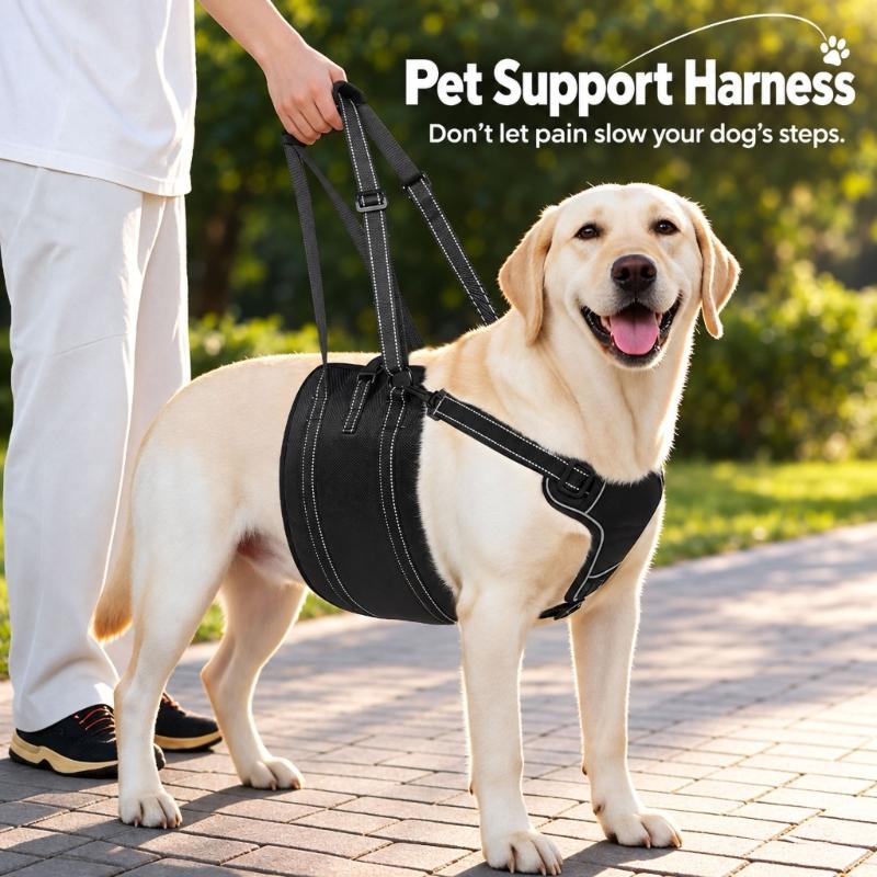 Dog Support Wrap for Senior Dogs with Sliding Fit Controls, Soft-Lined Chest Panel, and Two Handles for Guided Short Walks