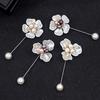 Fashion New Camellia Flower Sweater Brooch Corsage Long Needle Pin For Women Coat Shawl Shirt Collar Accessories Anime Pins Art