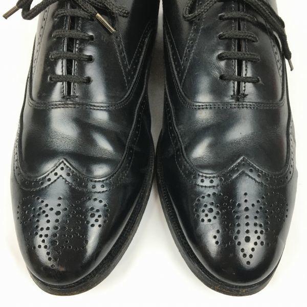80er-90er Vintage BOSTONIAN Vollleder Wingtip Full Brogue Schwarz Größe 8.5D 26.0-26.5 Herren(GEBRAUCHT)