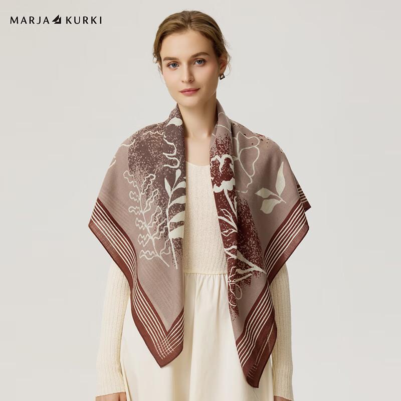 MARJA KURKI Fine-Spun Wool "Dusk Garden" Printed Scarf