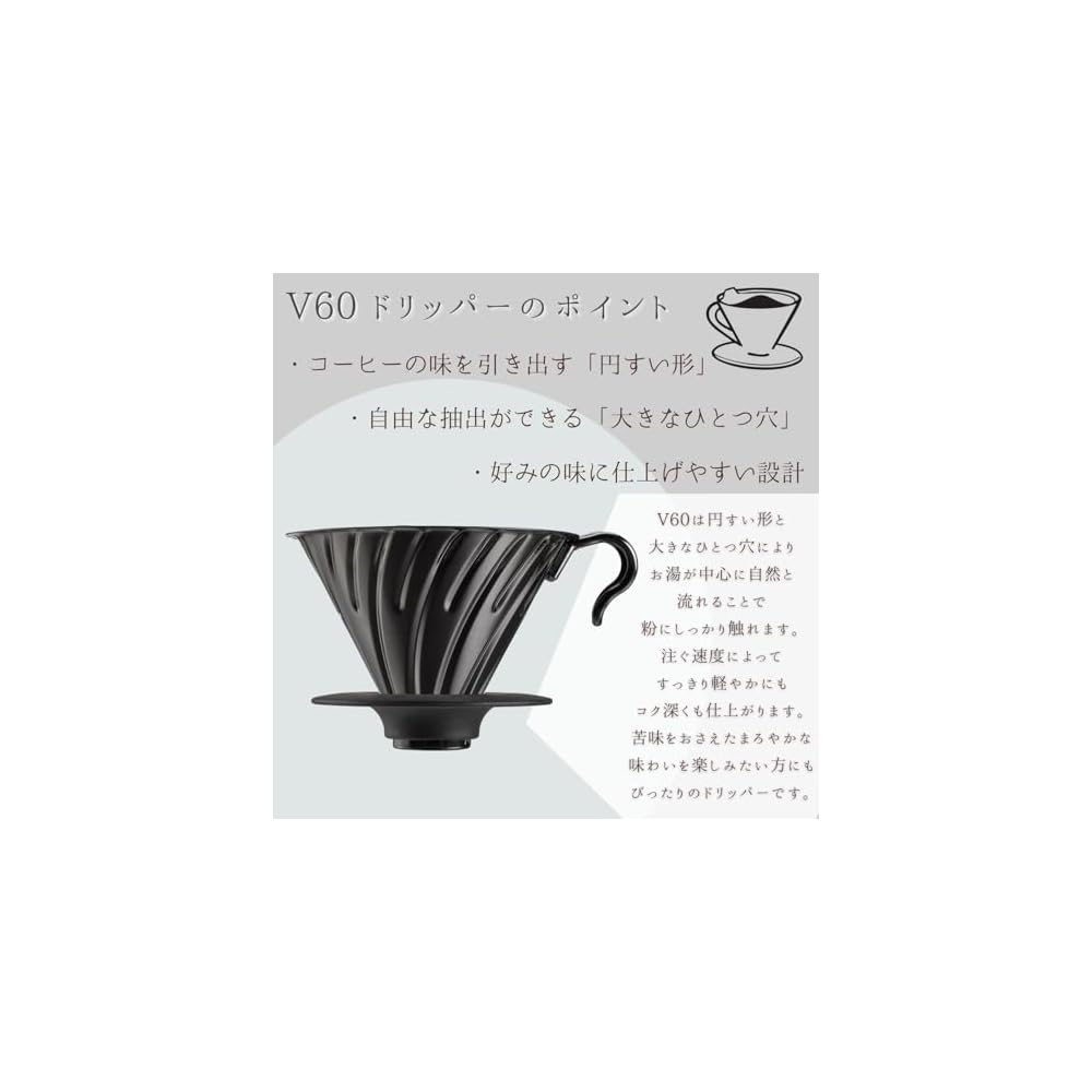 HARIO V60 Metal Coffee Dripper, 14-cup capacity, Matte Black, VDMR-02-MB