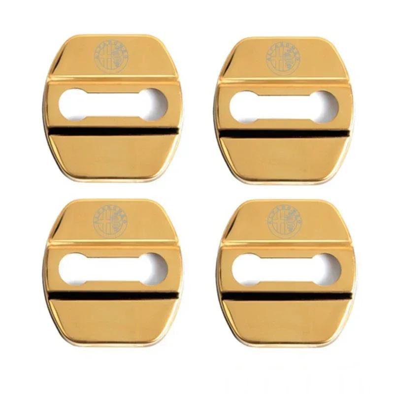 For Alfa Romeo 4Pcs Car Door Lock Protective Cover Sticker for Alfa Romeo Logo Sportiva Giulia Giulietta 159 156 MITO Stelvio 14