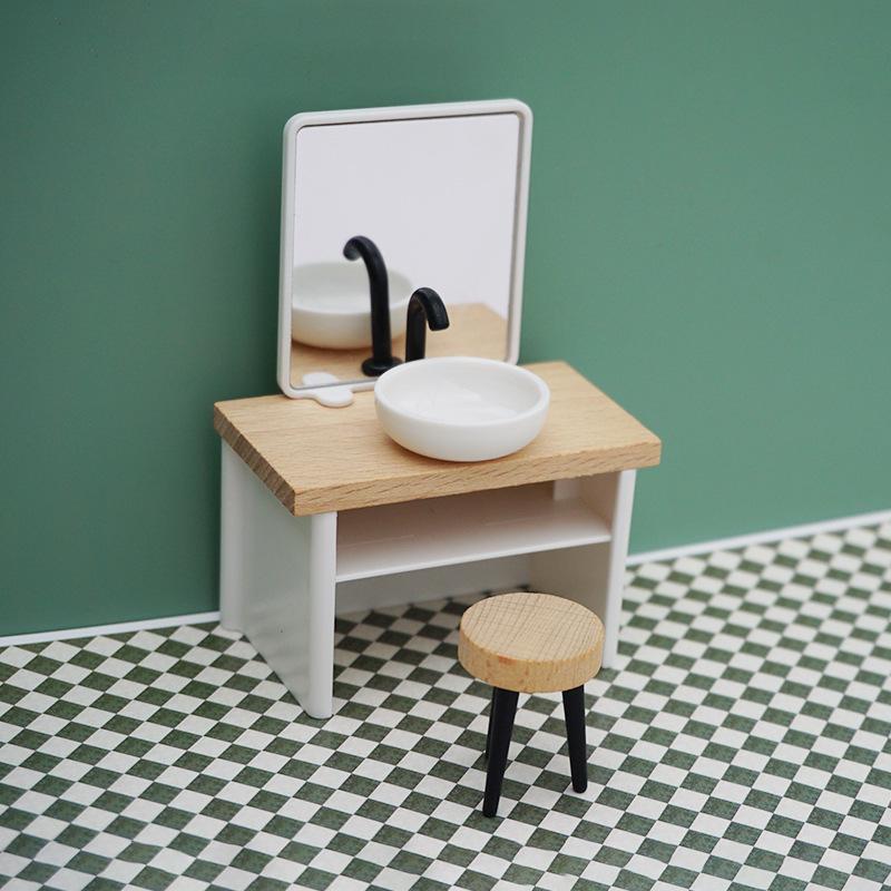 1:12 Dollhouse Bathroom Set - Miniature Furniture Ornaments for Playhouses