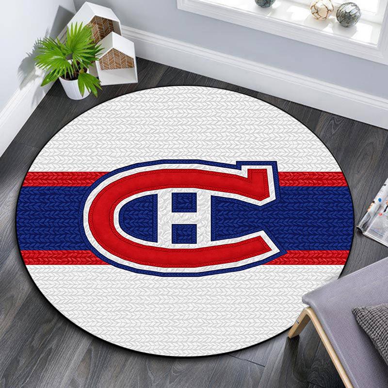 Tappeto Rotondo Montreal Canadiens, Tappeto per Soggiorno Camera da Letto Divano Sala Giochi Decorazione, Tappetino Antiscivolo