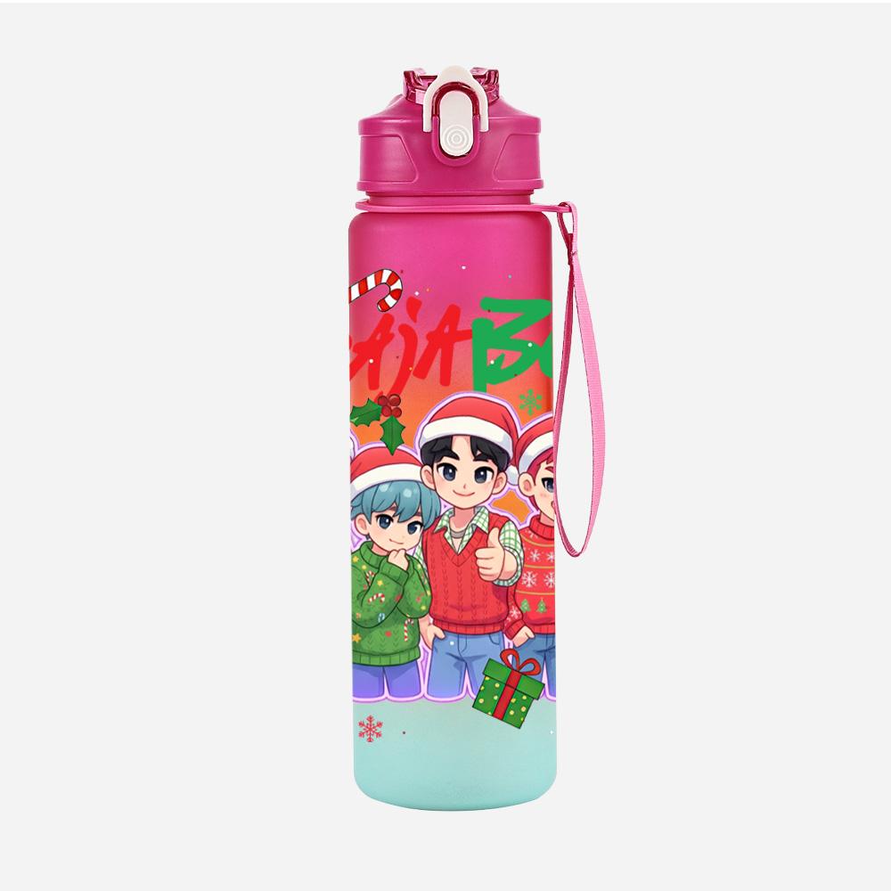 Cartoon Weihnachten K-Pop Dämonenjäger Bedruckte 750 ml Wasserflasche Große Kapazität Trinkbecher Tragbar Outdoor Sport Wasserbecher Kinder Kind Geschenk