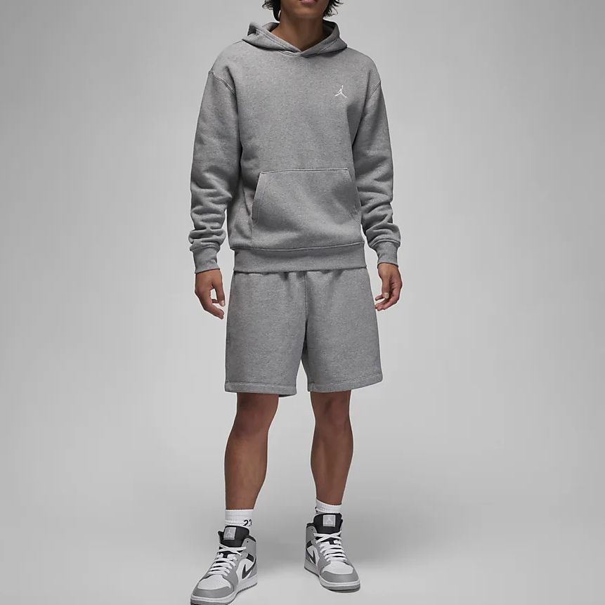Jordan Felpa con cappuccio pullover a tinta unita con pile manica lunga da uomo top grigio FJ7775-091