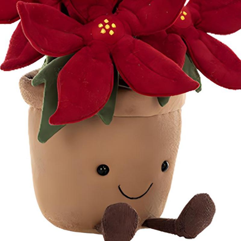 JELLYCAT Botanical Series Funny Poinsettia Companion Doll Plush Doll 25cm Tall