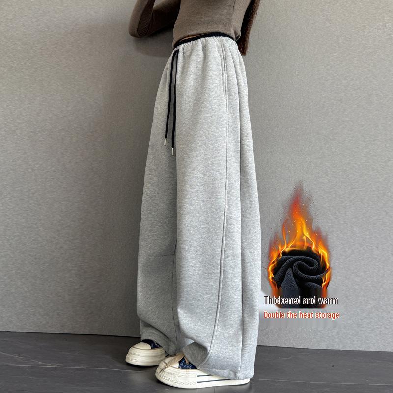 

Женские флисовые широкие спортивные штаны 2025 - Осенне-зимняя повседневная спортивная одежда прямого кроя 120cm