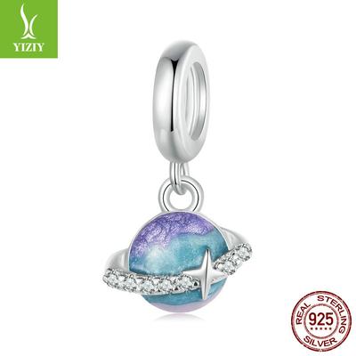 Mini Petites Planètes Pendentifs DIY Accessoires, Espace de Rêve Romantique Bracelet Perlé en Argent Sterling S925