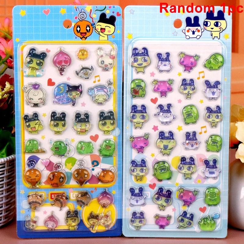 1-6pcs Tamagotchi 3D Crystal Stickers Waterdrop Cartoon Stickers Creative Gift Exchange Stickers Set Embossed Solid Stickers