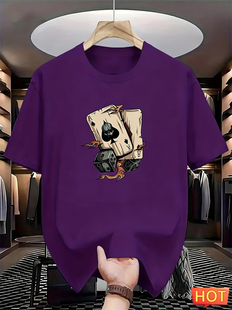 Simple Poker Dice Graphic T Shirts For Men Fashion Trendy Short Sleeve 3D Printed Tshirts Cool Oversized Streetwear Tees Tops