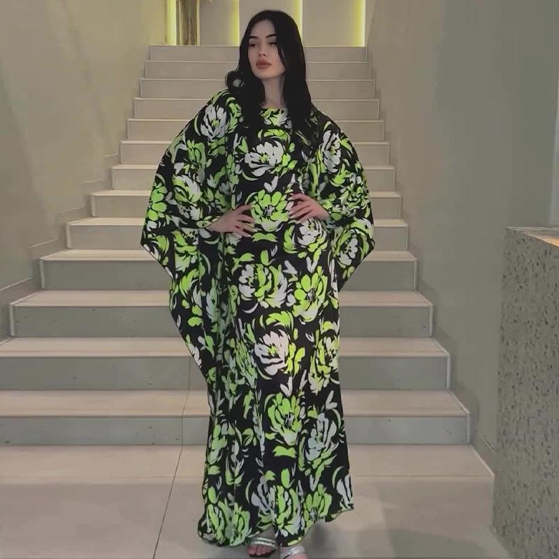 2024 Autumn Women's Bohemian Style Fashion Print Loose Casual Long Dress